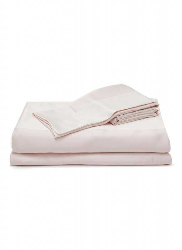 SILKY MIRACLE Two-color king bed set-cherry blossom powder/pearl white