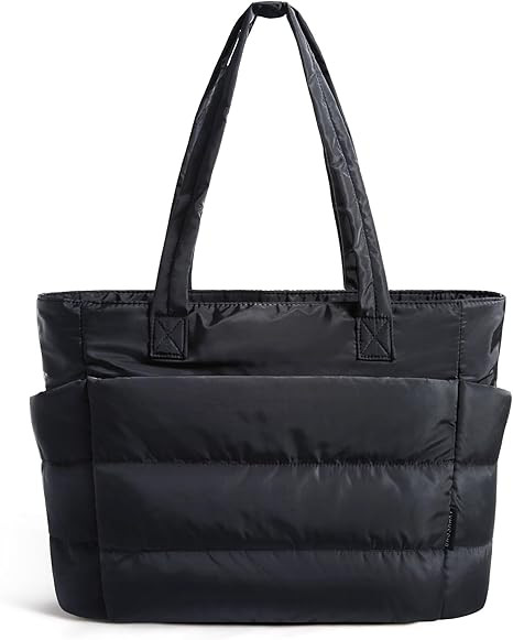 BAGSMART Women's Tote Bag, Lightweight and Fluffy Tote Bag with Compartments, Shoulder Bag/Handbag, Suitable for Travel, Work, and Gym | Lightweight, Fluffy, Compartmented, Quilted Tote Bag, Suitable 