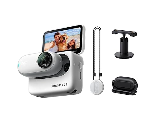 Insta360 GO 3 (64GB) – Small & Lightweight Action Camera, Portable and Versatile, Hands-Free POV, Mount Anywhere, Stabilization, Multifunctional Action Pod, Waterproof, for Travel, Sports, Vlog